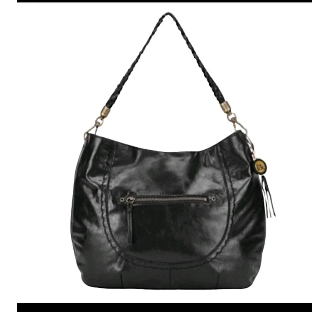 The Sak Indeo Demi Leather Braided Strap Hobo Bag Black